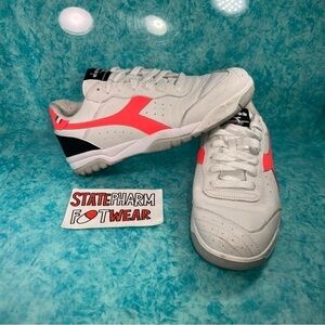 Diadora Maverick White Dark Red Men's Leather Retro Low Top Shoes Sneakers